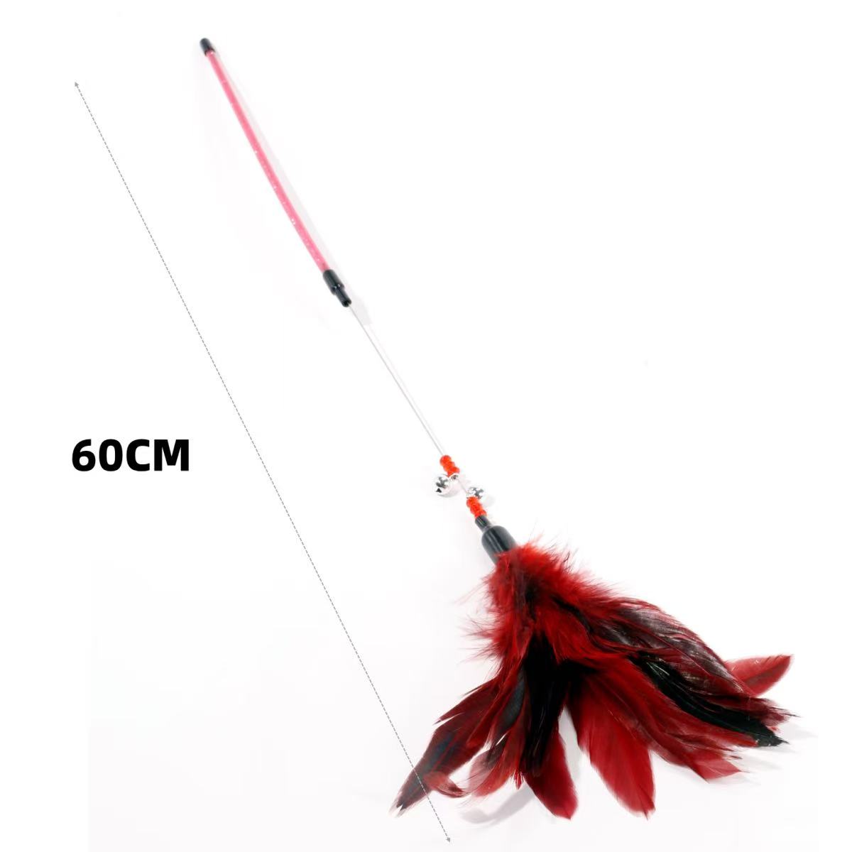 Cat Feather Teaser Wand – Interactive Toy with Bell & Natural Feathers