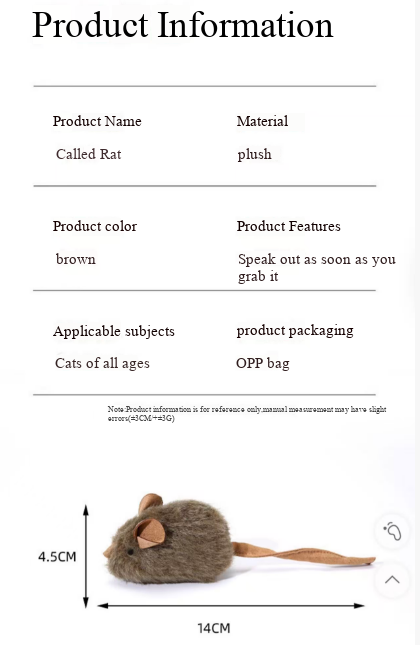 Squeaky Plush Mouse Cat Toy – Long Fur, Squeeze to Squeak