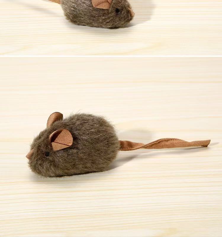 Squeaky Plush Mouse Cat Toy – Long Fur, Squeeze to Squeak