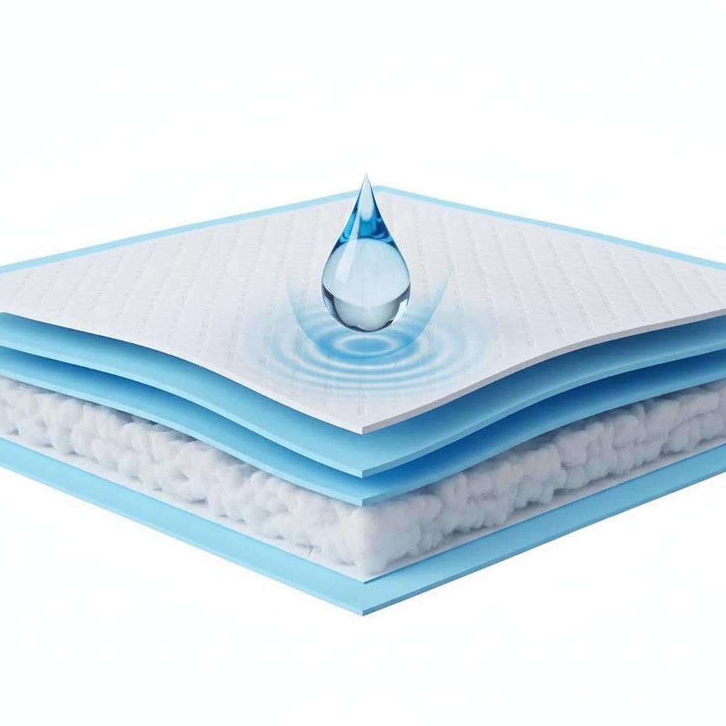 Blue pet pad absorbent layer close-up