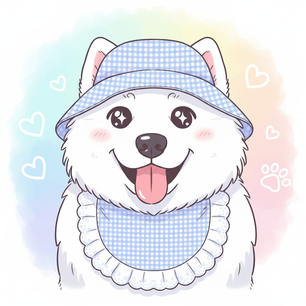 Samoyed with bib